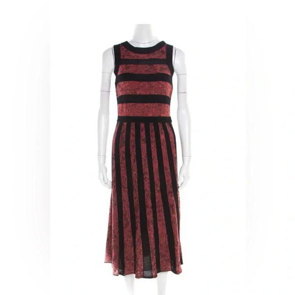 M Missoni Marled Bicolor Mesh Insert Cut Out Detail Striped Sleeveless Dress 10 - Picture 2 of 9